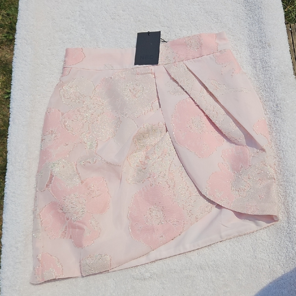 NBD Blush and Cream Floral Mini Skirt